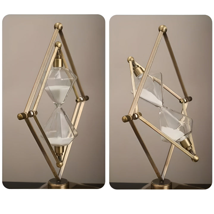 Hourglass with geometric metal frame – Decorative and relaxing | With white sand as meditation timer | Bowlift