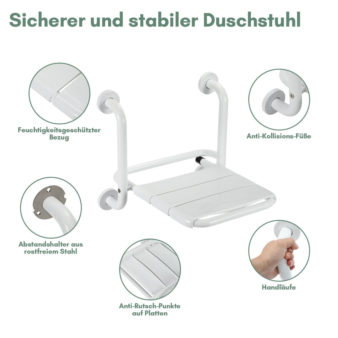 Foldable shower seat with armrests wall-mounted | Bowlift