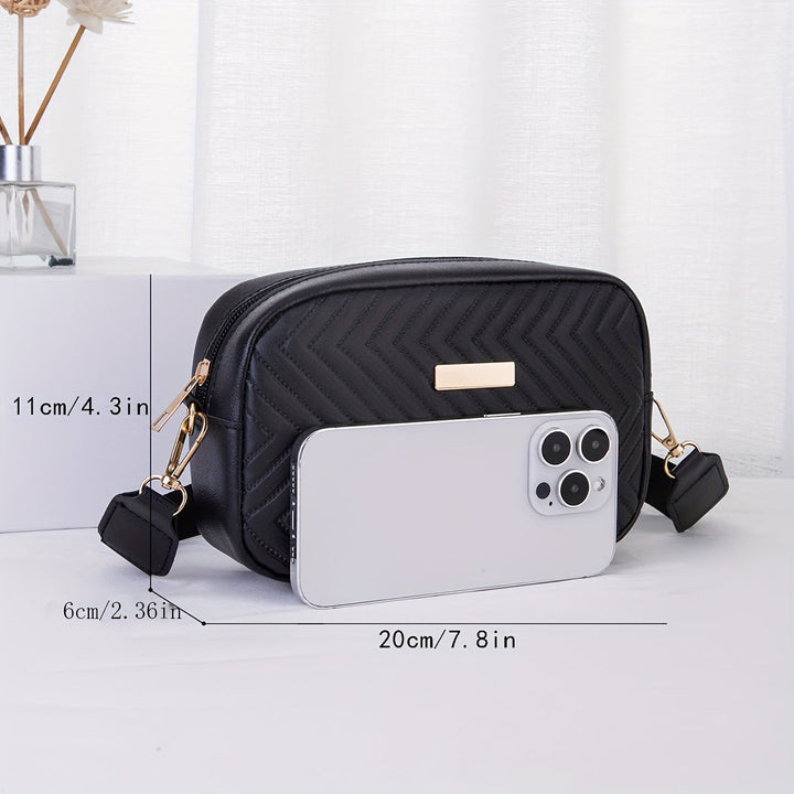 BowLift | NoirGlitz Padded PU Messenger Bag – Black Elegant Shoulder Bag with Sequins and Removable Strap
