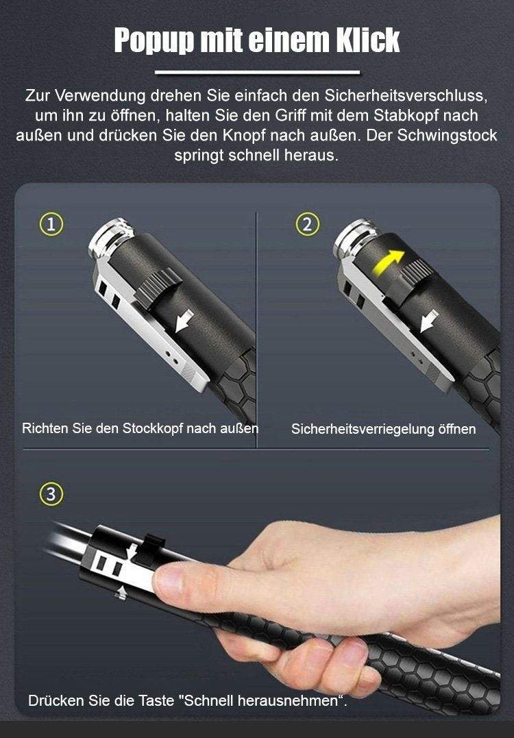 Automatically extendable steel striking stick | Bowlift
