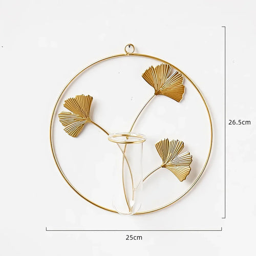 BowLift | Elegant Gold Iron Wall-Mounted Hydroponic Flower Pot