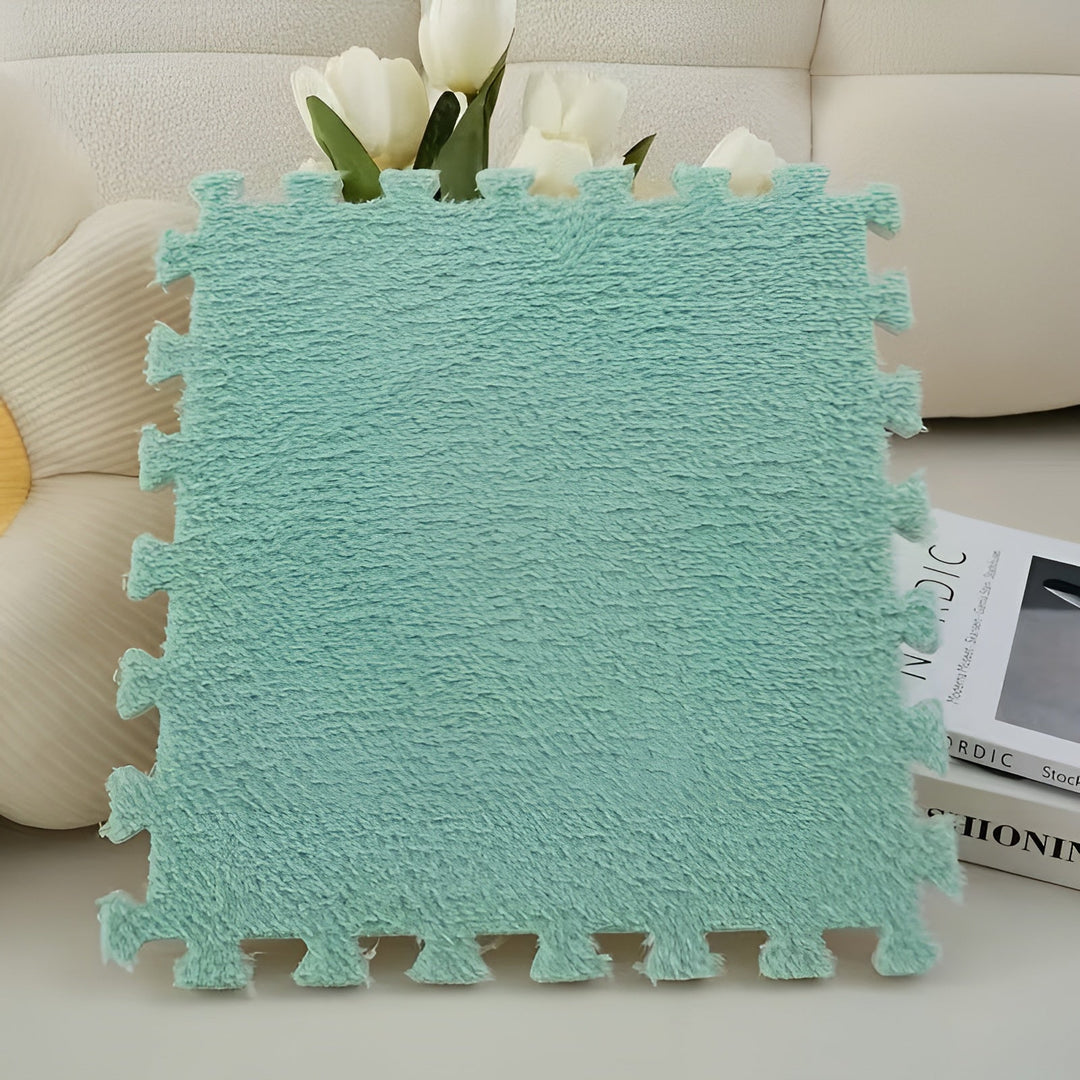 Thick plush carpet mat in patchwork design – Especially soft and warm | Ideal for bedrooms and playrooms | Bowlift