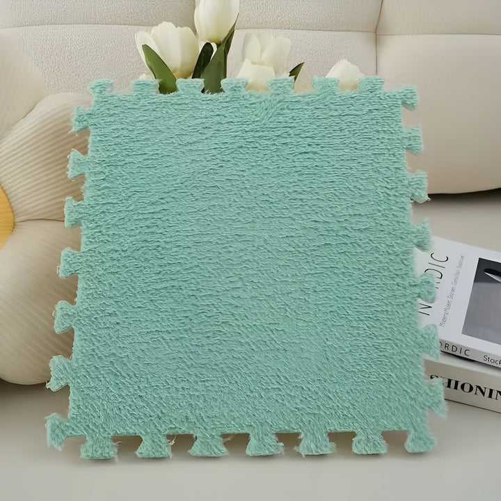 Thick plush carpet mat in patchwork design – Especially soft and warm | Ideal for bedrooms and playrooms | Bowlift