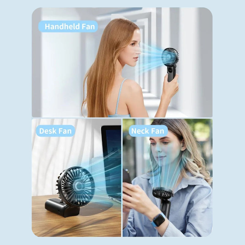Foldable Portable Handheld Fan with LED Display | Bowlift