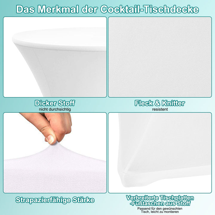 Stretch Table Cover Round Bar Table Cover White | Bowlift