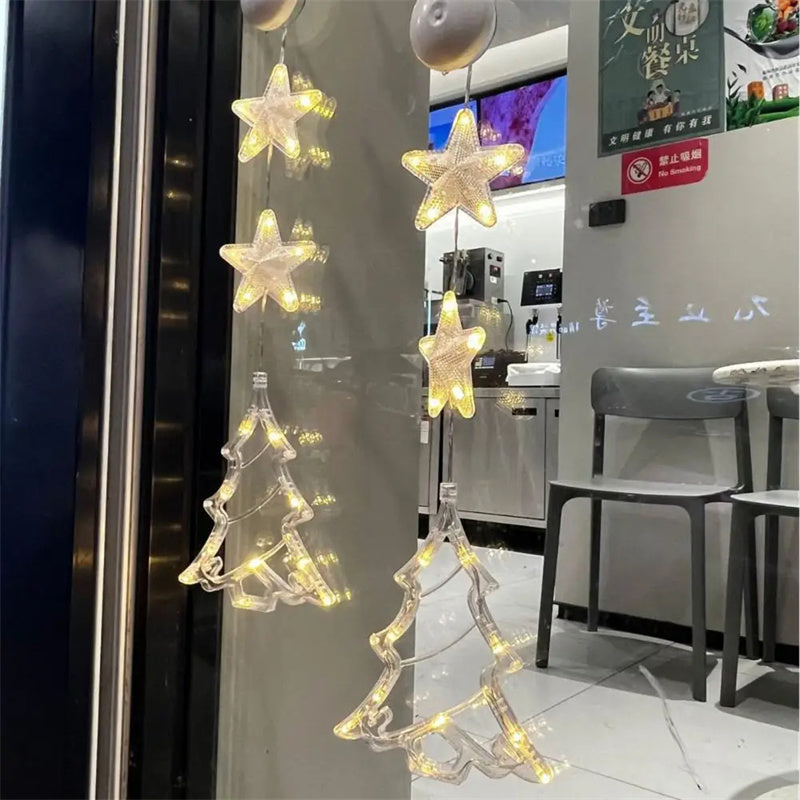 BowLift | Christmas 3pcs LED Light Star Hanging Tree Sucker Window Ornaments