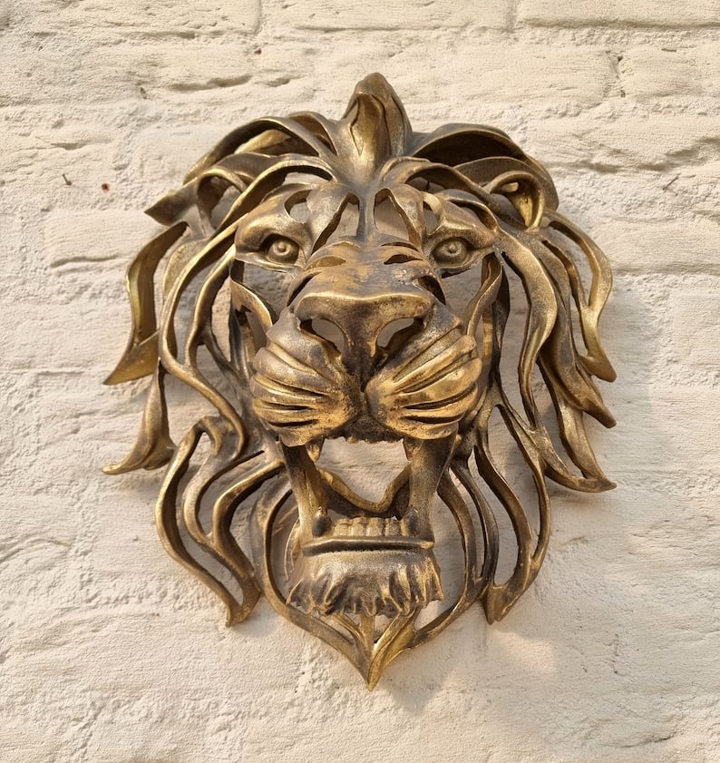 BowLift | Rare Find-Large Lion Head Wall Mounted Art Sculpture
