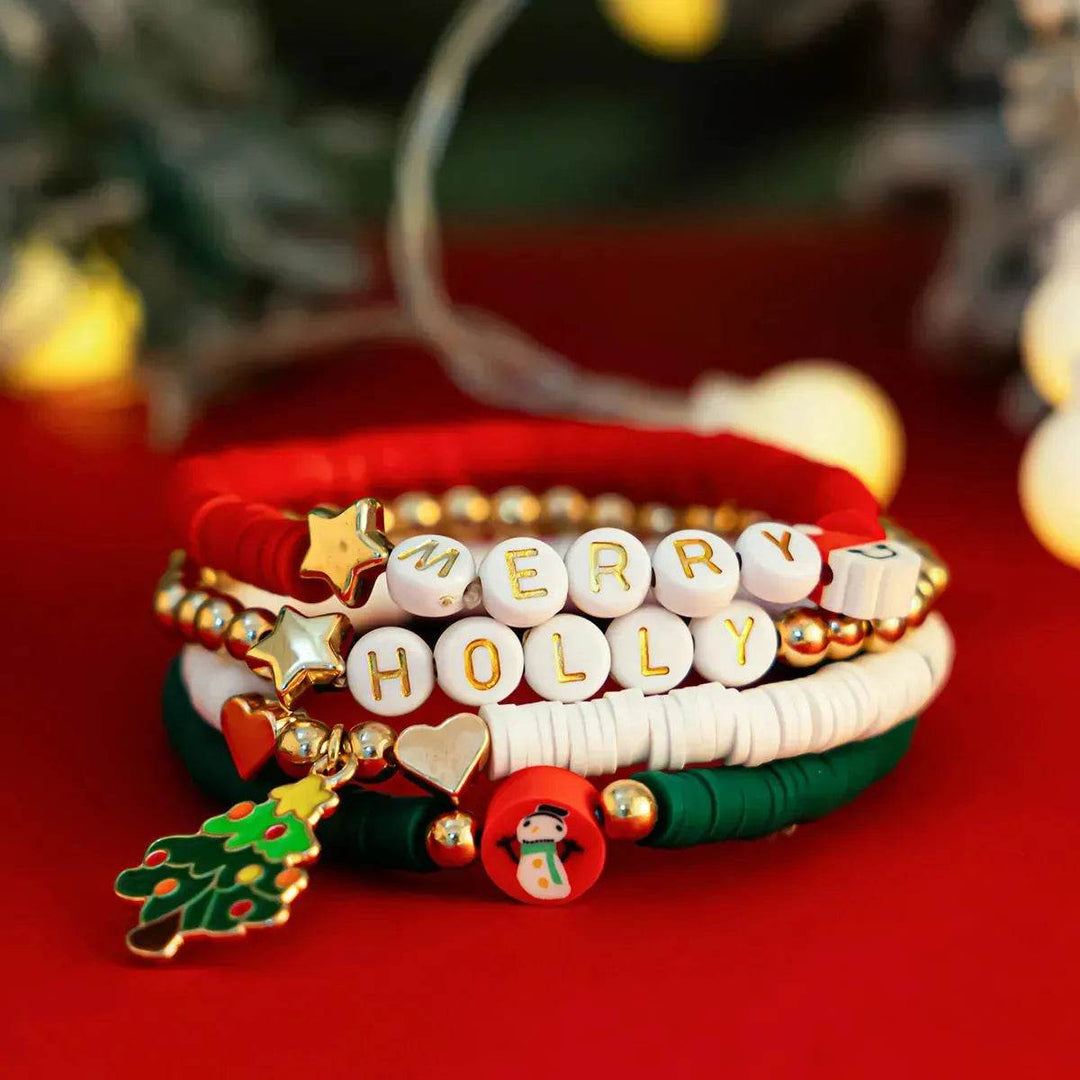 BowLift | Christmas Polymer Clay Color Bracelet set  Xmas gift idea