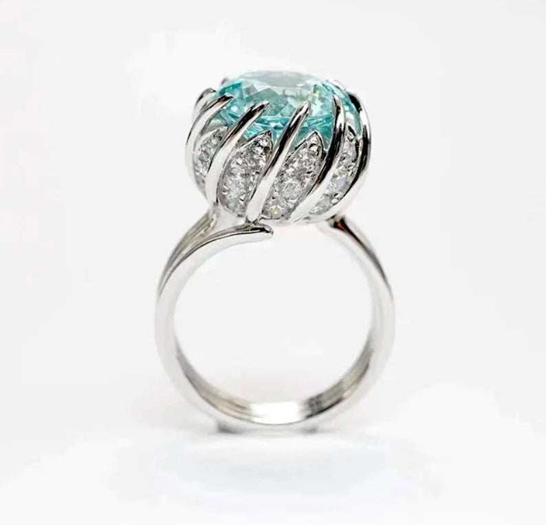 BowLift | 6 Carat Paraiba Blue-green Lotus Diamond Ring