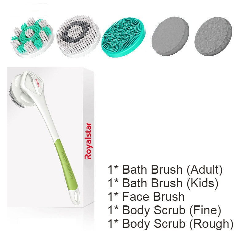 BowLift | All-in-One Rechargeable Body Brush Set, with 7 Replaceable Heads & Long Handle for Body, Face, Foot, Adult & Kids