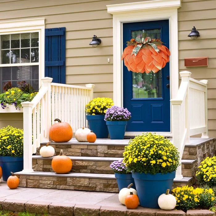 BowLift |  Farmhouse Pumpkin Wreath For Front Door