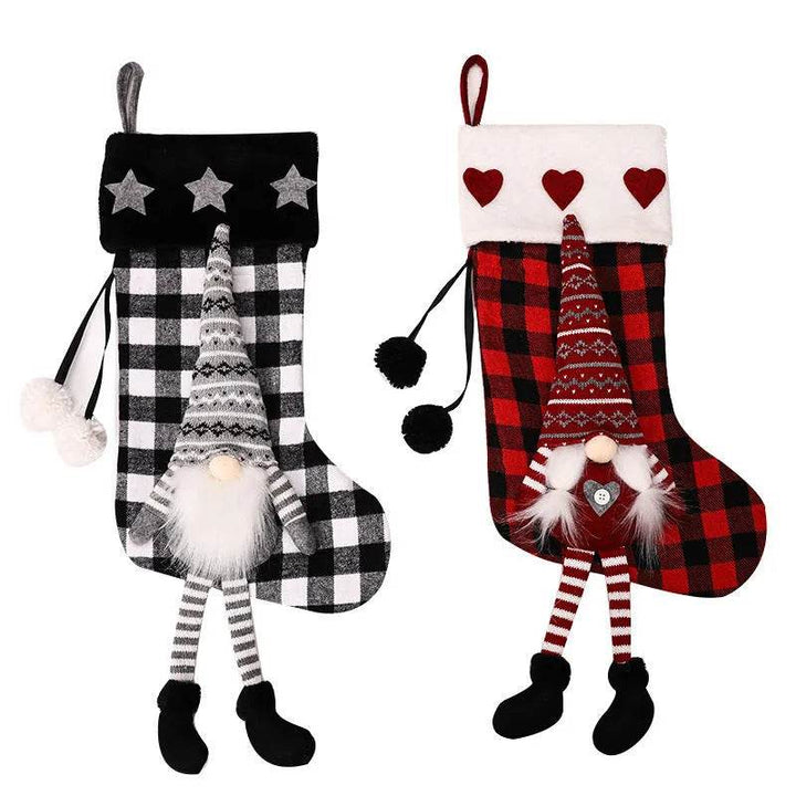 BowLift | Red And Black Plaid Hanging Feet Stockings Christmas