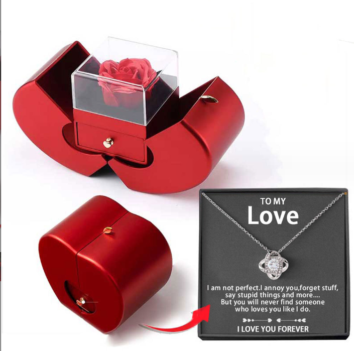 BowLift | Rose Apple Jewelry Box™ | With Eternal Rose Necklace.