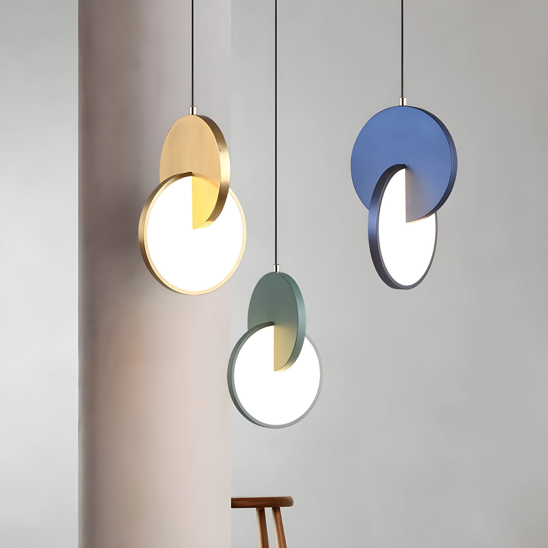 Modern Scandinavian LED Pendant Lamp with Round Frame and Warm Glow Bowlift