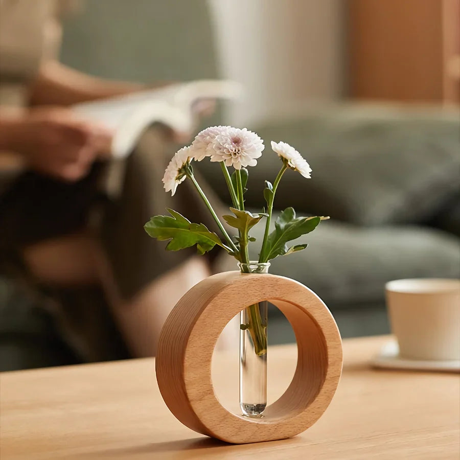 BowLift | Solid Wood Mini Glass Vase for Living Room Decoration