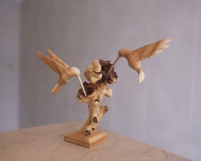 BowLift | Hummingbird Feeding on a Flower, Handmade Sculpture