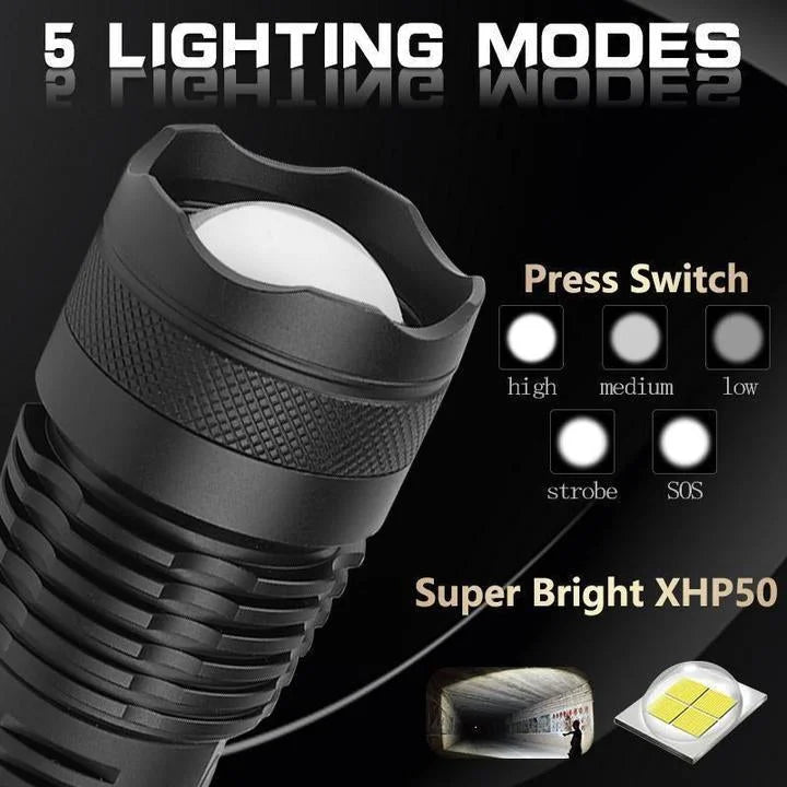 BowLift | LED Torch Rechargeable Zoom Aluminium Flashlight