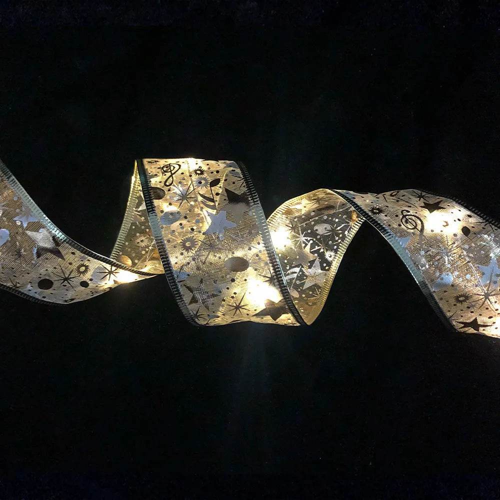 BowLift | LED Lights Hot Stamping Double-layer Ribbon Christmas Decorations