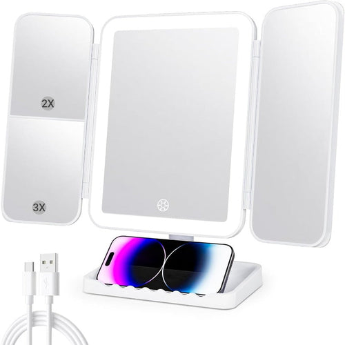 Tri-Fold LED Makeup Mirror Bowlift