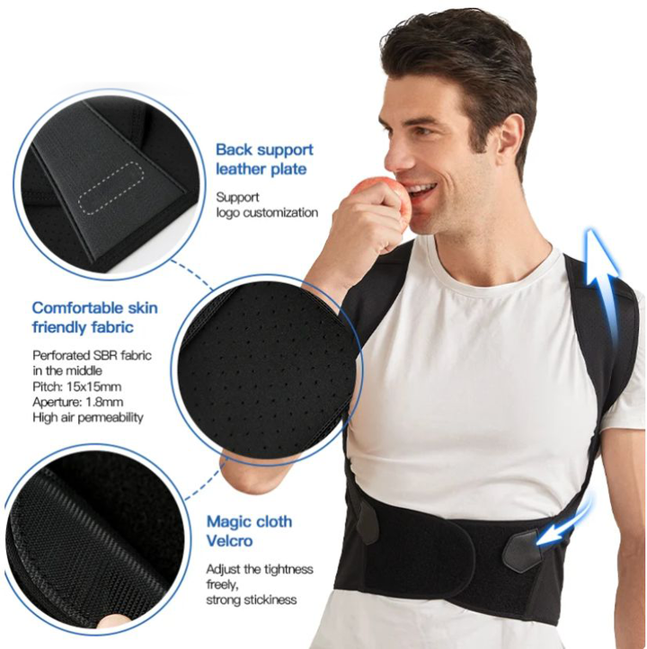Posture correction belt | Instant back & shoulder support | Black