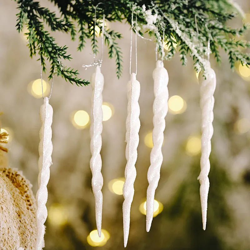 BowLift | Faux Icicle Christmas Ornaments Set– Winter Wonderland Tree Decorations for Parties & New Year Charm