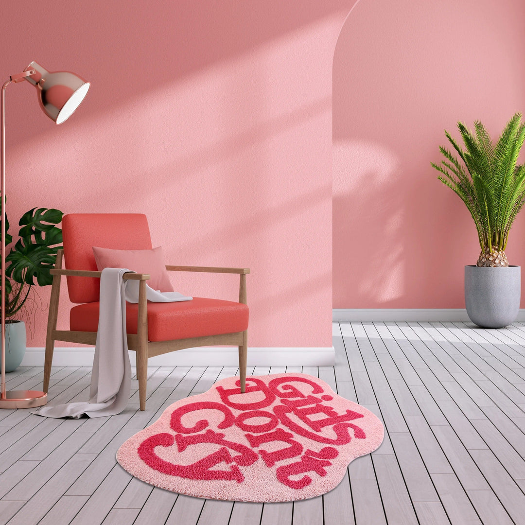BowLift | Irregular Shaggy Faux Wool Pink Area Rug for Bedroom and Living Room
