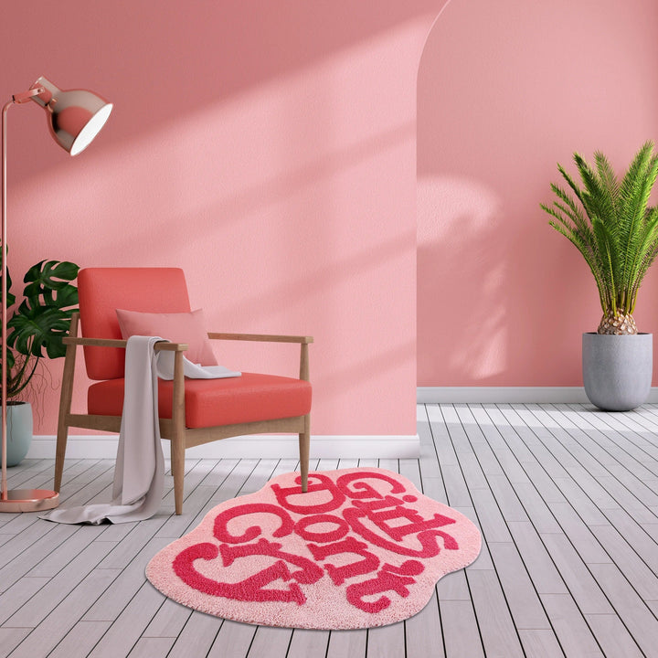 BowLift | Irregular Shaggy Faux Wool Pink Area Rug for Bedroom and Living Room