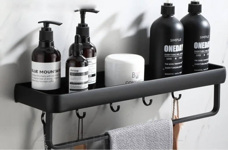 ALUMAX – Black Aluminum Corner Shelf without Drilling Bowlift