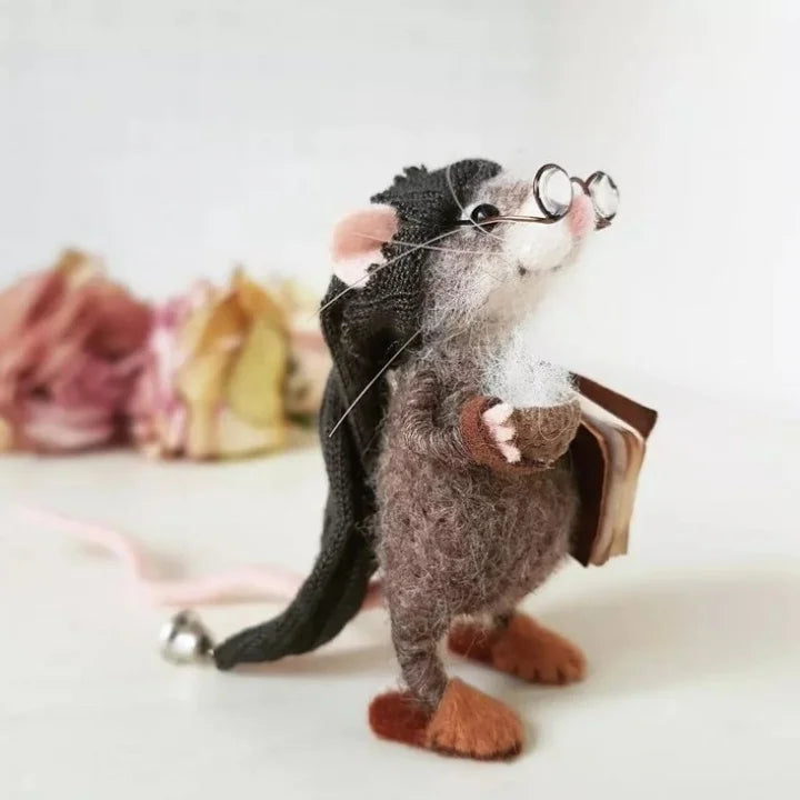 BowLift | Handmade Felted Mouse Decoration | Eco-Friendly Wool | Holiday Ornament & Gift