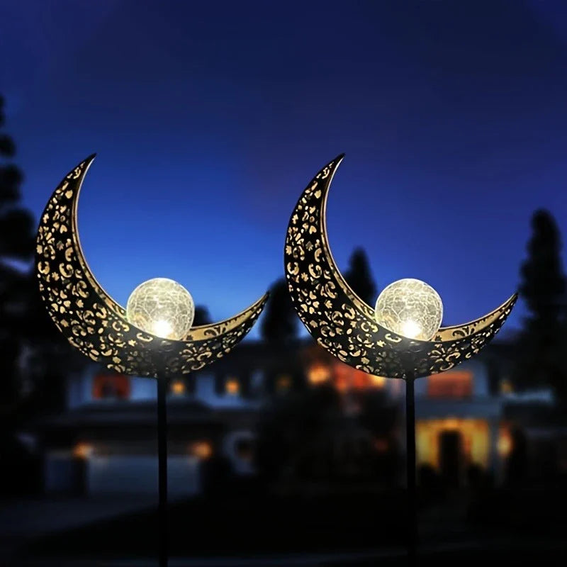 BowLift | Solar Garden Light made of Metal – Waterproof LED Design in Moon, Flame, Sun or Star Shape
