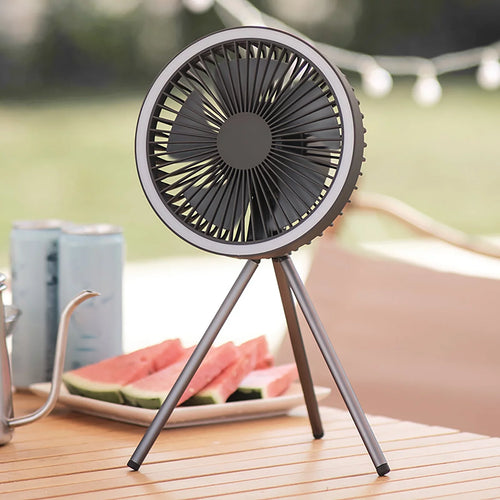 Rechargeable 10,000mAh Camping Fan with LED Lighting and Power Bank | Bowlift