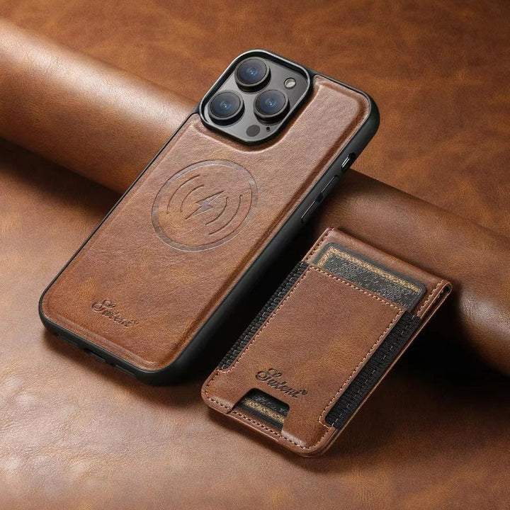 LuxCase Leather Phone Case with Card Slot and Stand – Suitable for iPhone | Bowlift