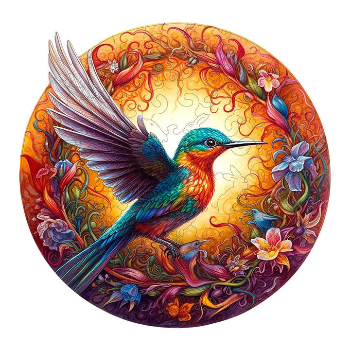 WoodenPuzzle – Wood art with Floating Hummingbird Bowlift