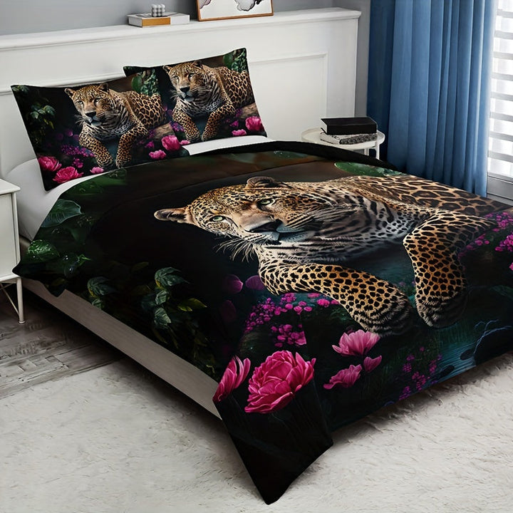 FierceFloral Bedset – Luxury Animal Print and Flowers Bowlift
