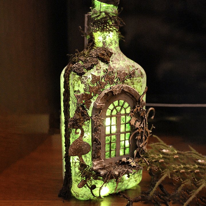 BowLift | Altered Art Bottle - Mystical forest stories