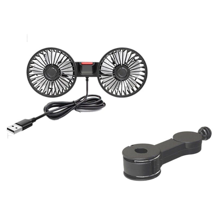 Dual Head USB Car Fan with 360° Rotation for 12V/24V Vehicles | Bowlift