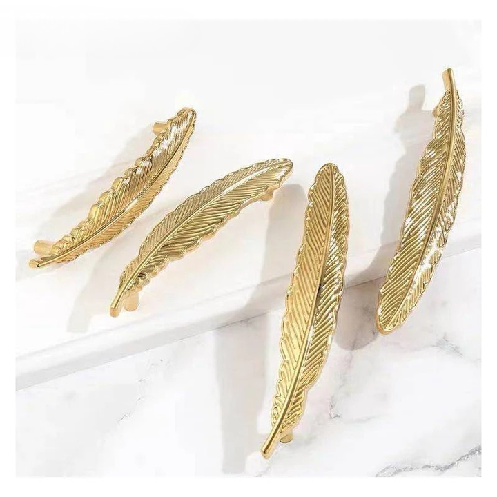 Feather Design Brass Cabinet Handle Wardrobe Drawer Pull Door Handle | Bowlift
