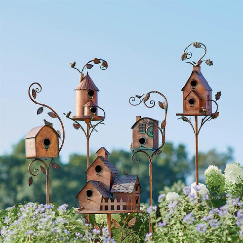 BowLift | FeatherNest Metal Art Birdhouse on Garden Stake