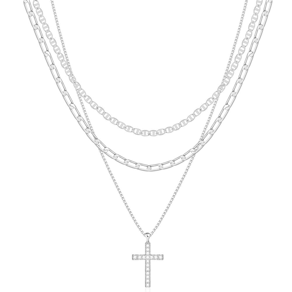 BowLift | 3pc 14k Layered Cross Necklace Stack