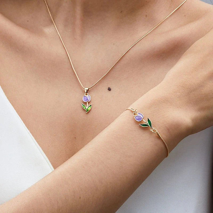 BowLift | Feminine Floral Tulip Bracelet and Necklace Set