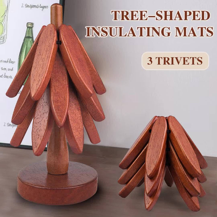 BowLift | Wood Trivets Set with Decorative Tree Stand