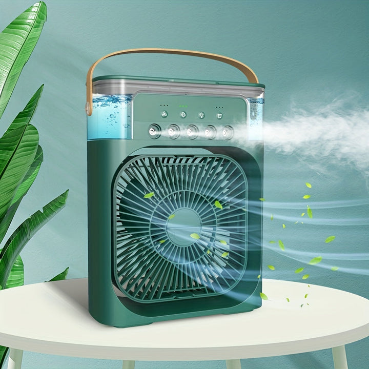 1pc Portable Air Conditioner, Household Small Air Cooler, Portable Air Adjustment For Office, 3 Speed Air Cooling Fan Humidifier, 5pcs Humidified Spray Heads For Home Appliances | Bowlift