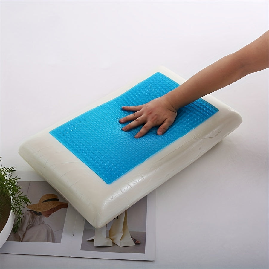 1pc Ergonomic Memory Foam Pillow with Breathable Mesh and Cooling Gel Core - Supports Neck and Back for Comfortable Sleep | Bowlift