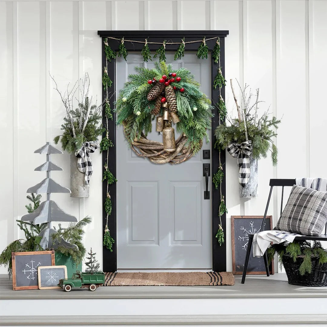 BowLift | Boho Christmas wreath with bells | Door & wall decoration | Handmade