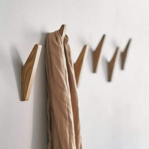 Wooden Wall Hooks Set Nordhaak – 6 Minimalist Coat Hooks Made of Solid Wood | Bowlift