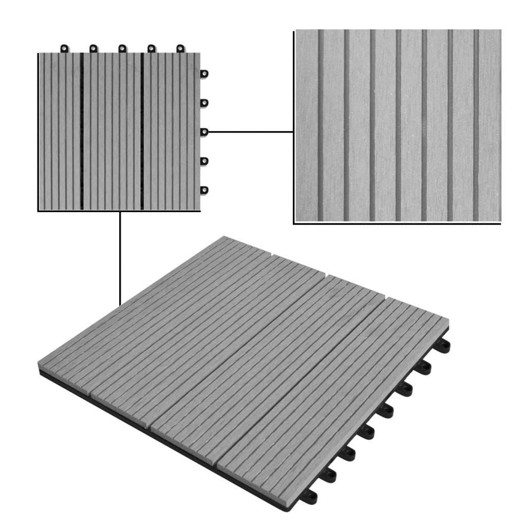 BowLift | WPC tiles 30x30cm 11pcs 1m2 Gray