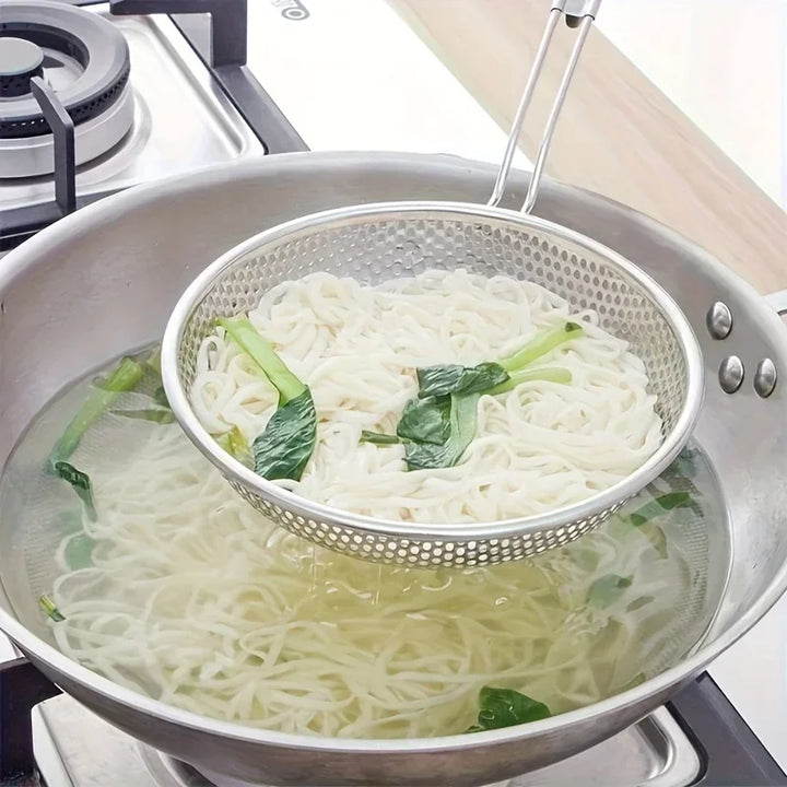 Fine Mesh Stainless Steel Strainer Wooden Handle Kitchen Filter Spoon | Bowlift