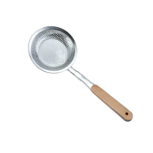 Fine Mesh Stainless Steel Strainer Wooden Handle Kitchen Filter Spoon | Bowlift