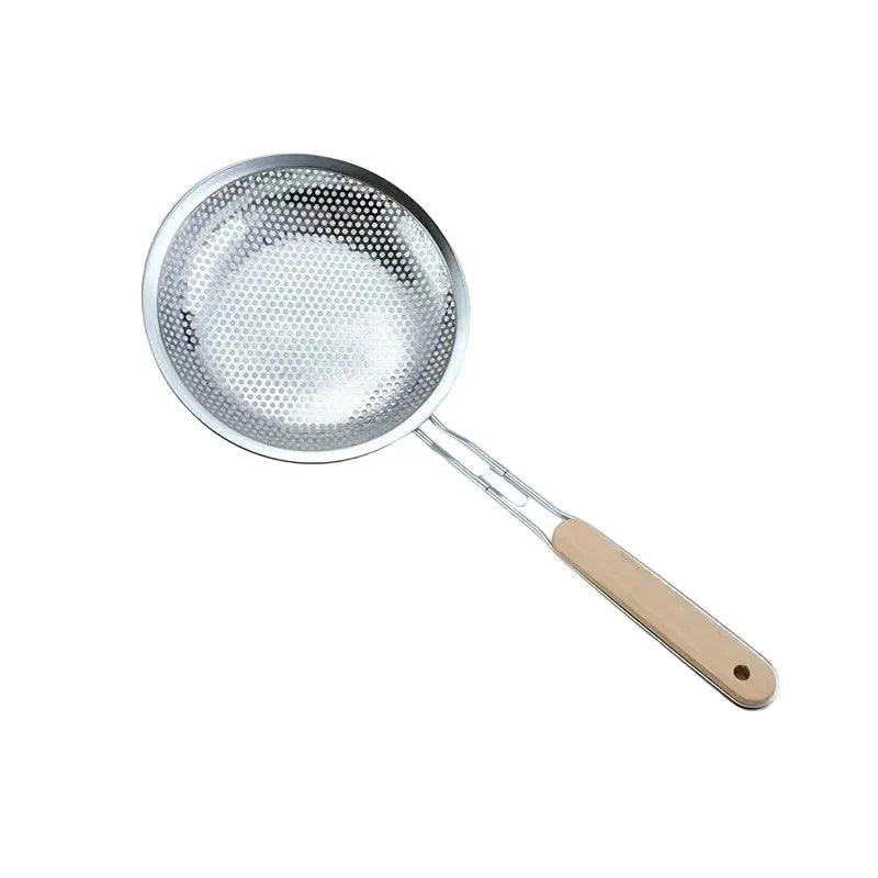 Fine Mesh Stainless Steel Strainer Wooden Handle Kitchen Filter Spoon | Bowlift