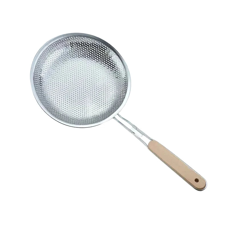Fine Mesh Stainless Steel Strainer Wooden Handle Kitchen Filter Spoon | Bowlift